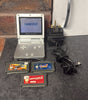 Nintendo Gameboy Advance SP Silver w/ x3 Games & Charger