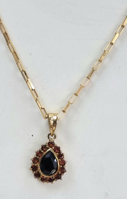 9ct Gold chain with Red Pendant 19