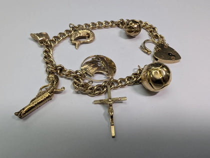 9CT GOLD CHARM BRACELET