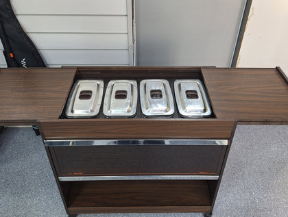 A PHILIPS HOSTESS TROLLEY,HL6100WBD ,BRITISH MADE BUFFET SERVER,7 COMPARTMENTS. .