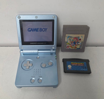 Nintendo Game Boy Advance SP Pearl Blue + 2 Unboxed Games
