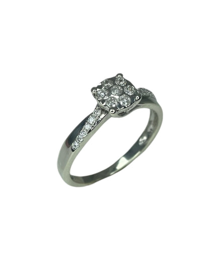 White Gold Diamond Ring - 9ct - 2.4g - Size 'O'