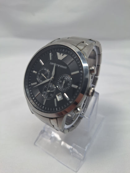 Emporio Armani AR2448 Chronograph men's wrist Watch black face boxed