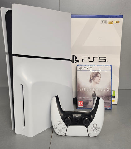 Sony Playstation 5 Slim Disc Console, 1TB, White / Matt Black + Silent Hill 2