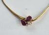 18ct Gold Diamond and Ruby Necklace 16"