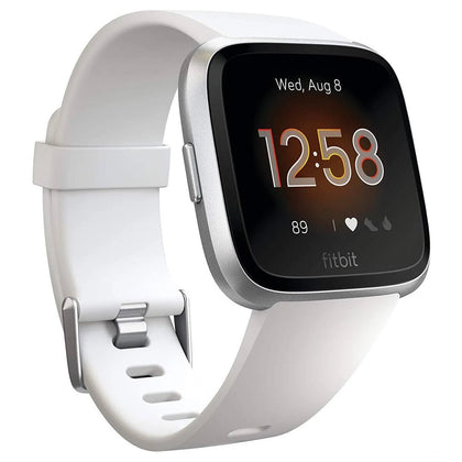 Fitbit Versa Lite 40mm Silver Dial, White Silicone Strap, Smartwatch.