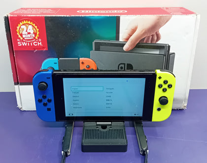 **BOXED** Nintendo Switch Console **YELLOW & BLUE JOYCON EDITION** inc. 3rd Party Dock, Grips & DC Charging Supply**.