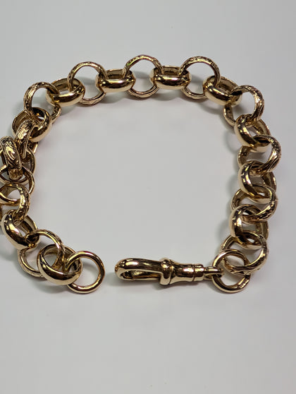 9ct Gold Patterned Belcher Bracelet