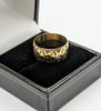375 9CT HALLMARKED, BAND WITH FULL ENGRAVINGS, SIZE N/6.5, 4.3G, BOXED