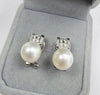 18ct White Gold Diamond/Pearl Earrings