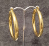 9ct Yellow Gold Round Tube Plain Design Hoop Earrings - 36mm -