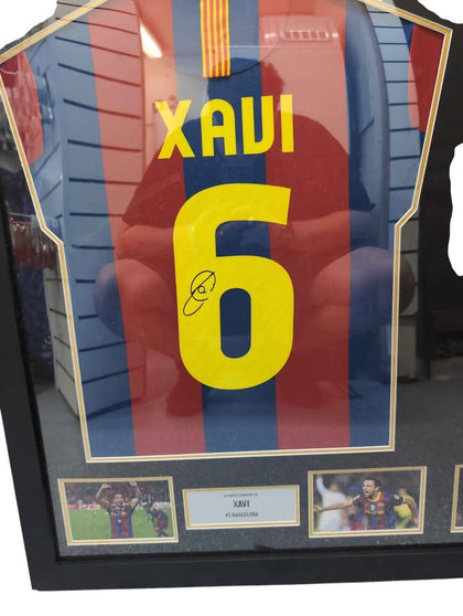 dx Dual Framed And Signed Barcelona Shirts - Xavi & Iniesta Shirts With COA
