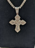 925 Hallmarked Silver, Heavy Baguette Crossover Cross on Cube Embedded Chain, 20", 54.5grams