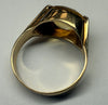 9CT GOLD RING WITH YELLOW STONE SIZE L