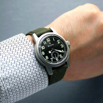 Mens Bulova Military Hack Watch