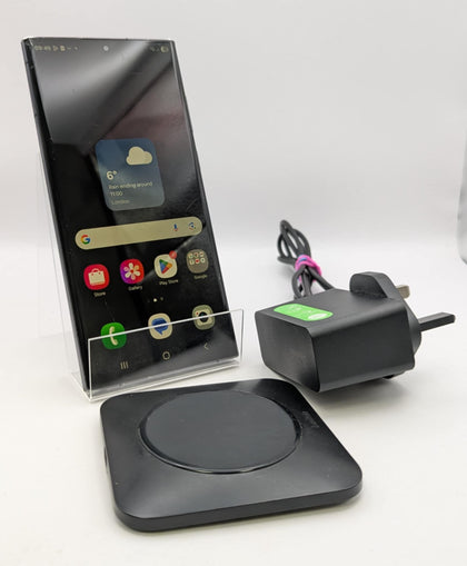 * FAULTY * Samsung Galaxy S22 Ultra 256gb, Black, Unlocked, Unboxed, Wireless charge only, Screenburn, Cracks