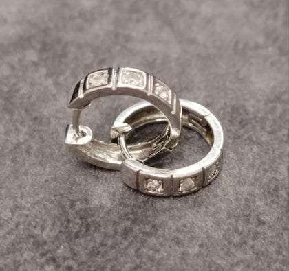 9ct White Gold & Diamond Huggie Earrings