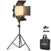 Godox Photo strobe light DE300 x3 lights plus bundle plus NEEWER Bi-color 660 LED Video Light, Stand, 2 Batteries and Case + continuous lighting soft