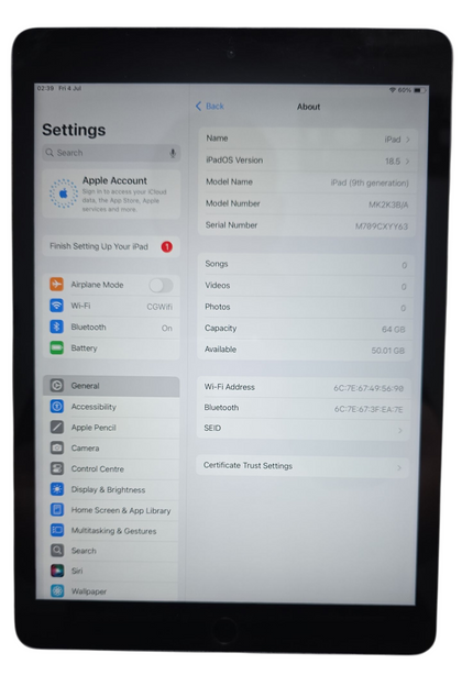 Apple 10.9 Inch iPad Wi-Fi 64GB