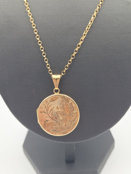9ct Yellow Gold Belcher Chain Necklace With Opening Locket - 15.61 Grams - 26