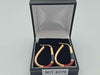 9ct Yellow Gold Blue and Red Enamel Hoop Creole Earrings - 5.09 Grams