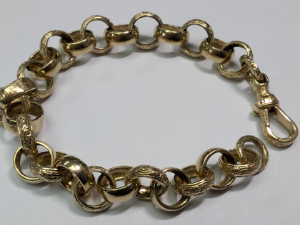 9CT GOLD PATTERNED BELTCHER BRACELET  34.41G PRESTON STORE