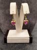 18ct Yellow Gold Bezel set Pink stone Heart Design Earrings