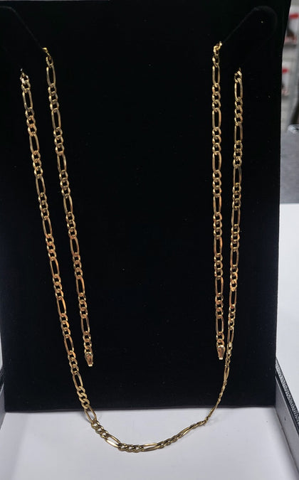9ct Yellow Gold Figaro Chain - 22