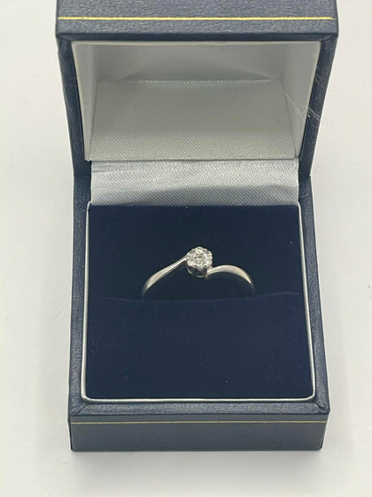 9ct White Gold Diamond Ring  - O