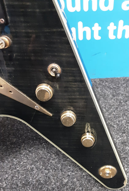 Dean Flying V Black and Gold Guitar