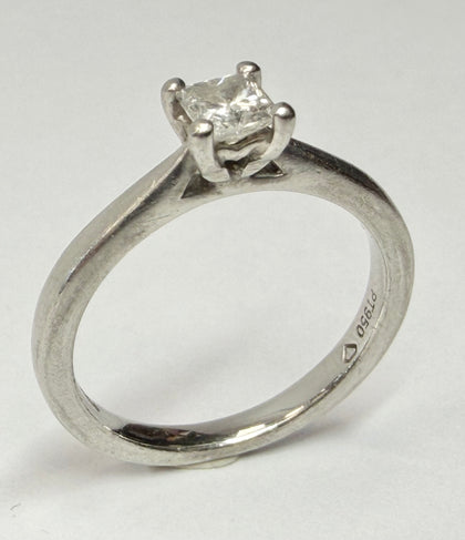 Platinum Princess Cut Diamond Ring Size K 1/2