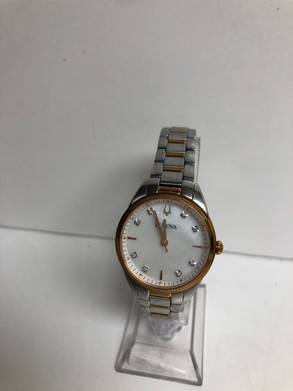 Bulova 98P183 Women's Diamond Dial Two Tone Steel Bracelet Watch