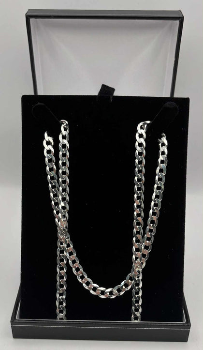 HALLMARKED 925 SILVER, CURB CHAIN, 24