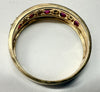 9ct gold ring with red and clear stones size O