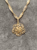 14 Yellow & White Gold Singapore Chain & Filigree Flower Pendant