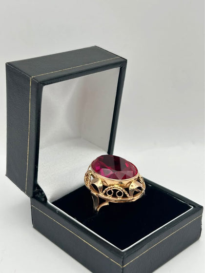 585 14CT, YELLOW GOLD, RING SIZE Q, INCLUDING STONE - 11.5G