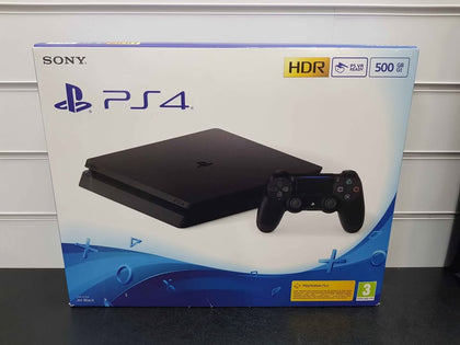 Sony PlayStation 4 Slim Console, 500GB Black, Boxed With Controller & Leads