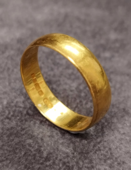 22ct Yellow Gold Wedding Band Ring - Size P