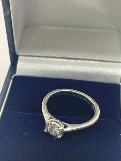 9ct white gold diamond solitaire ring 0.20ct size I