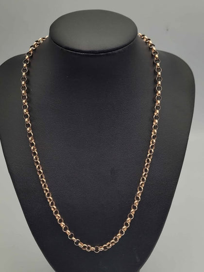 9ct Rose Gold Belcher Rolo Chain Necklace - 20