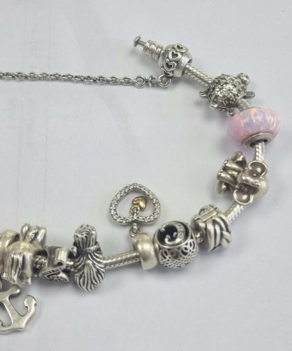 Pandora Bracelet 21cm + 15 Charms + Safety Chain