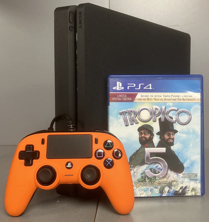 Sony Playstation 4 Slim 500GB Black Console Bundle ( + Tropico 5 ) ** Unboxed **