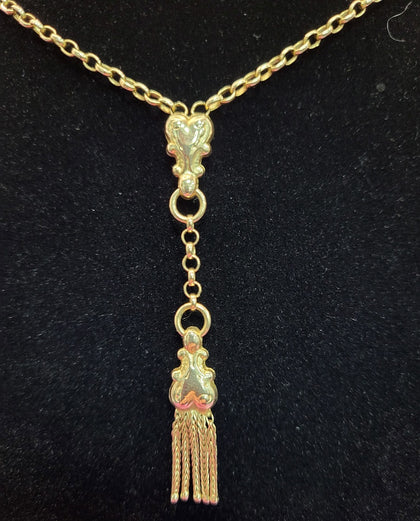 9ct yellow gold Loop Link chain With Tassel - 10.14G - 20 - 24