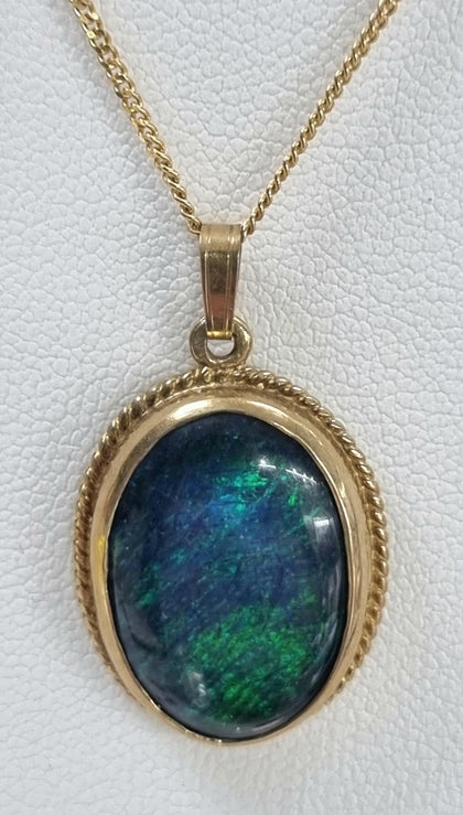 9ct Gold Chain with Turquoise Stone Pendant