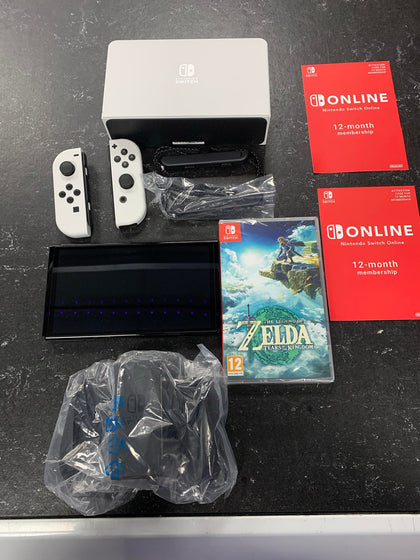 Nintendo Switch OLED Model - White with zelda games and 24 months membership.