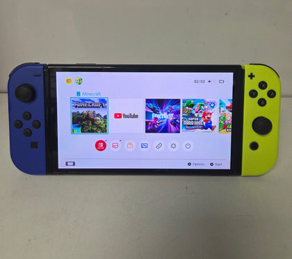 Nintendo Switch OLED -Neon Yellow/Blue with minecraft Loose game