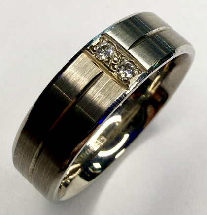 Palladium Wedding Band with Diamonds Size S