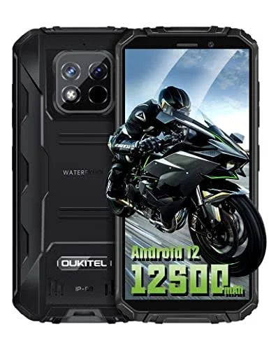 OUKITEL Rugged Smartphone WP18 PRO 12500mAh, IP68 Waterproof Rugged Phone, 5.93 Inches HD+ 4GB+64GB/1TB Android 12 Smartphone, 4G Dual SIM-Free &