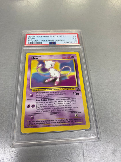 Mew Pokemon Card Black Star Promo PSA EX 5 Non Holo 2000 League Graded