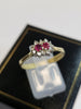 18ct Yellow Gold Ring with Red & Clear Stones - Size T - 3.15g total